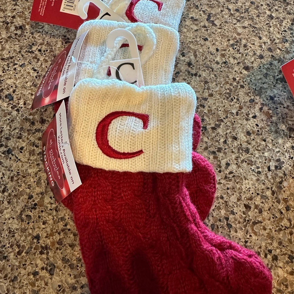 St. Nicholas Square Red and White Knit Stocking, small sized